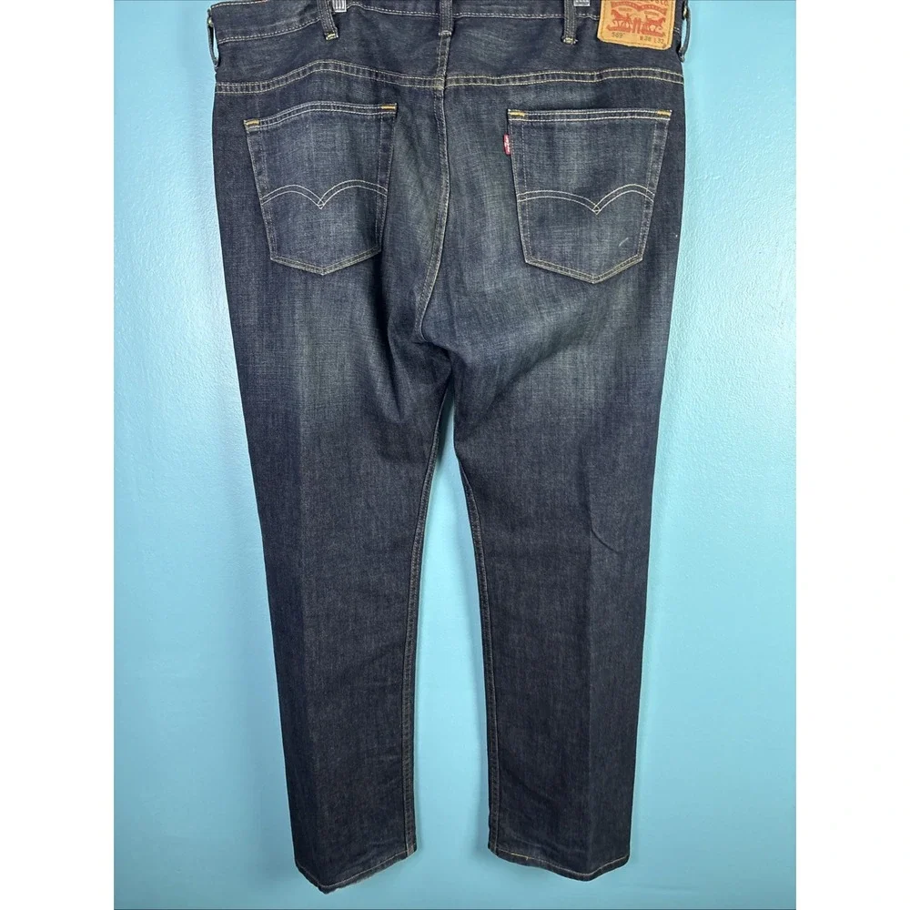 Levi's 569 Jeans Mens 38x32 Blue Wide Loose Bootcut Whiskers Faded Casual Denim